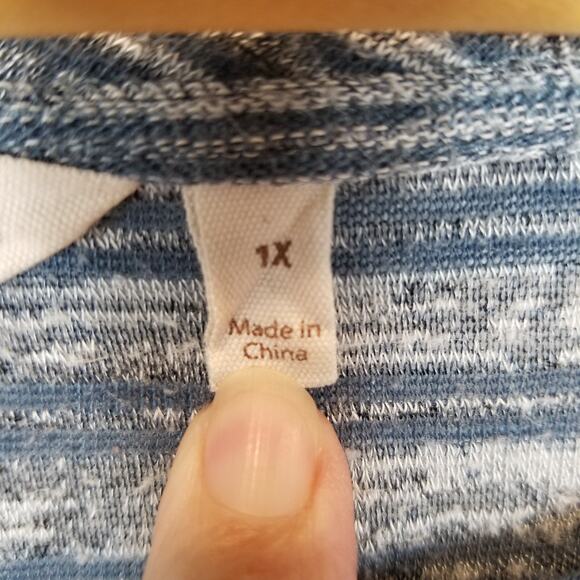 Soft Surroundings Women's Long Sleeve Striped Knit Top Blue Gray Size 1X - Picture 4 of 5